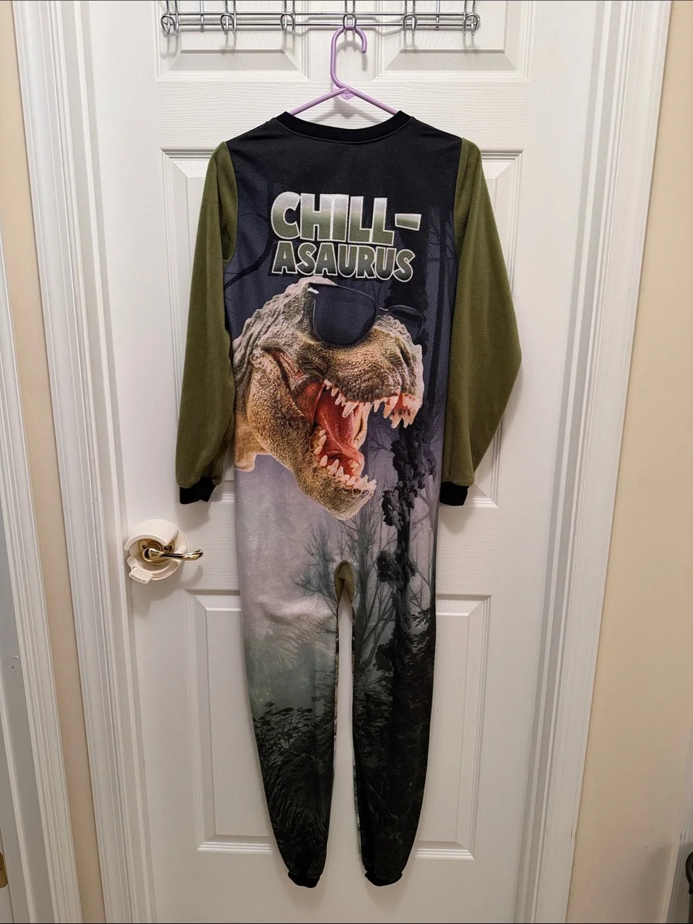 Green Dinosaur Boys' (Size XL 14/16) One-Piece Pajamas - You Can Call Me